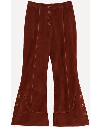 FARM Rio Women's Brown Flare Trousers - Red