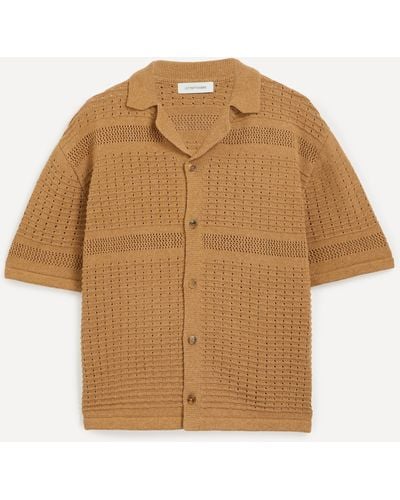 LE17SEPTEMBRE Mens Pointelle-knit Shirt 36/46 - Brown