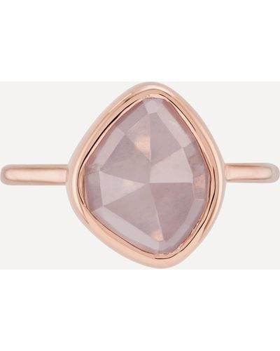 Monica Vinader Rose Gold Plated Vermeil Silver Siren Nugget Rose Quartz Small Stacking Ring - Pink