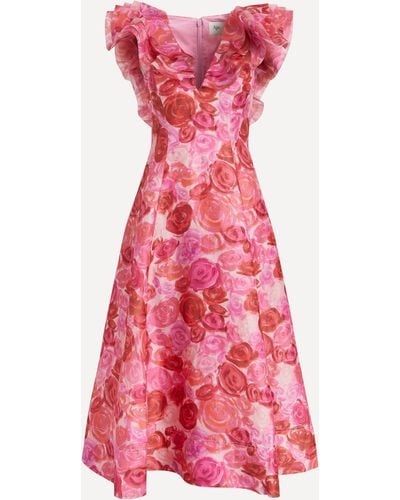 Aje. Women's Enchanted Plunge Midi Dress 10 - Pink