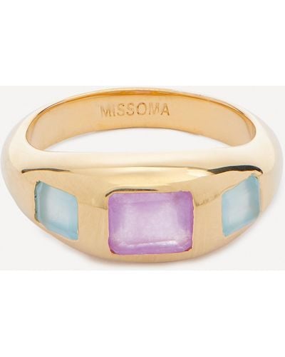 Missoma 18ct Gold-plated Good Vibes Triple Gemstone Statement Ring - White