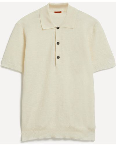 Barena Mens Marco Linen-blend Polo Shirt - Natural