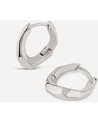 Dinny Hall Sterling Silver Thalassa Small And Chunky Faceted Huggie Hoop Earrings - Metallic