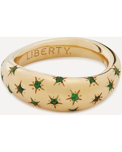 Liberty 9ct Gold Handmade Ianthe Star Tsavorite Ring - Metallic