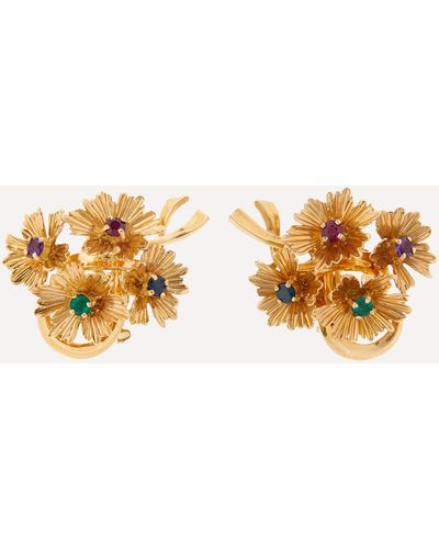 Kojis 18ct Gold Multi-gem Bouquet Stud Earrings - Metallic