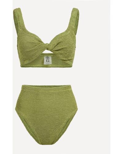 Hunza G Women's Jamie Crinkle Bikini One Size - Green