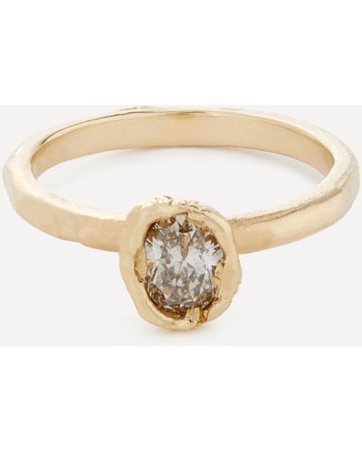 Ellis Mhairi Cameron 14ct Gold Oval Pale Champagne Diamond Engagement Ring L.5 - White