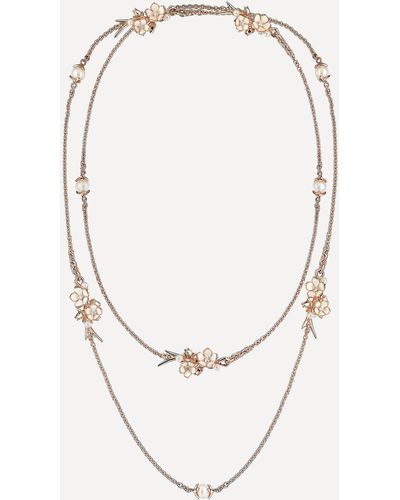 Shaun Leane Cherry Blossom Pearl And Diamond Flower Sautoir Necklace - White
