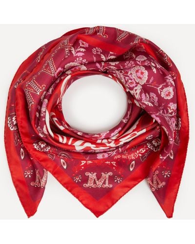 Max Mara Women's Printed Silk Twill Scarf One Size - Red