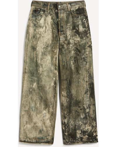 Acne Studios Mens Loose Fit Splatter Jeans 40/50 - Green