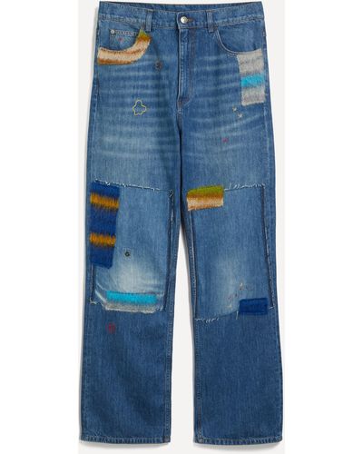 Marni Mens Mohair Patch Embellished Blue Jeans 32
