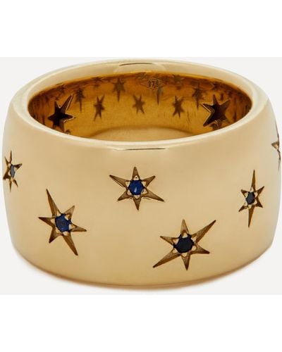 Liberty 9ct Gold Handmade Ianthe Star Blue Sapphire Large Band Ring 51 - Metallic