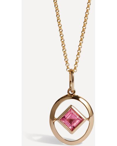 Annoushka 14ct Gold Tourmaline Birthstone Pendant Necklace One Size - Pink