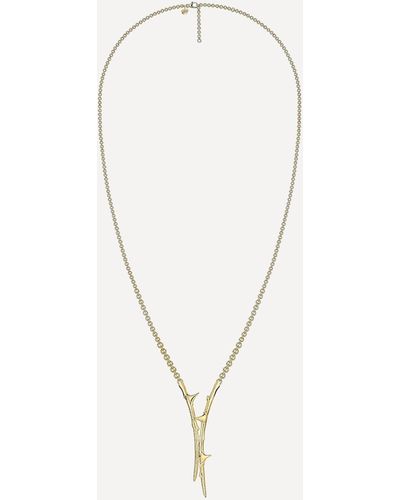 Shaun Leane Gold Plated Vermeil Silver Rose Thorn Drop Lariat Necklace - White