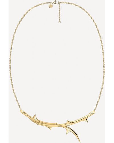 Shaun Leane Gold Plated Vermeil Silver Rose Thorn Horizontal Pendant Necklace - White