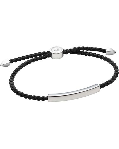 Monica Vinader Silver Linear Men's Friendship Bracelet One Size - Black
