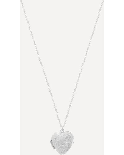Alex Monroe Silver Victoriana Keepsake Heart Locket Necklace - White