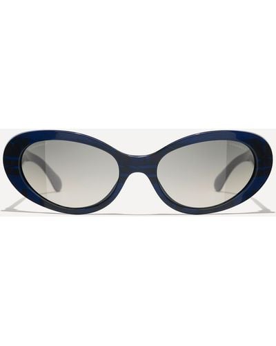 Chanel Women's Oval Sunglasses One Size - Blue