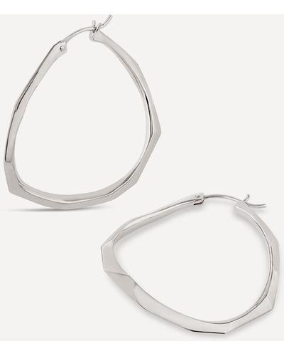 Dinny Hall Sterling Silver Thalassa Large Faceted Statement Hoop Earrings - Natural