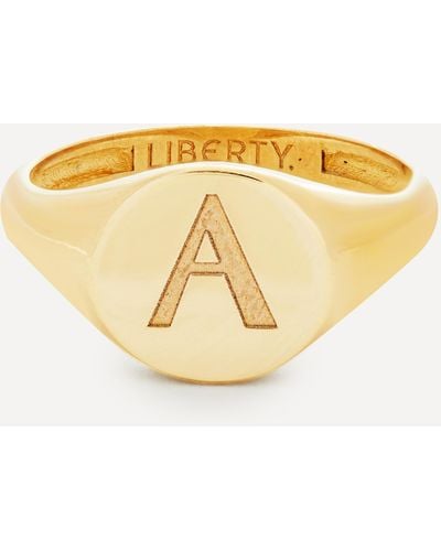Liberty 9ct Gold Initial Signet Ring - A - Metallic