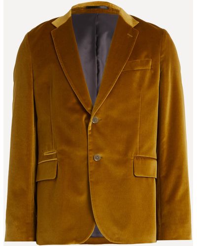 Paul Smith Mens Chartreuse Velvet Two-button Blazer 40/50 - Brown