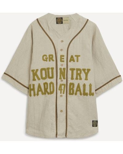 Kapital Mens Great Kountry French Linen Baseball Shirt 3 - Metallic