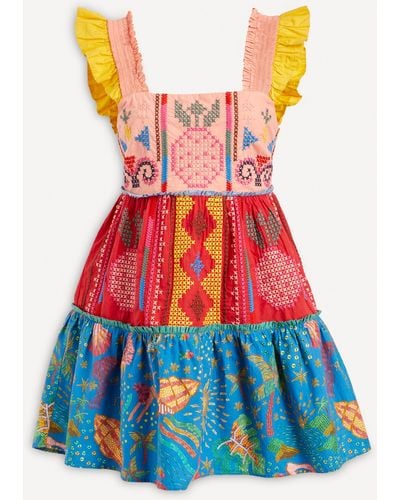 FARM Rio Women's Colour Blocking Embroidered Mini-dress - Multicolour