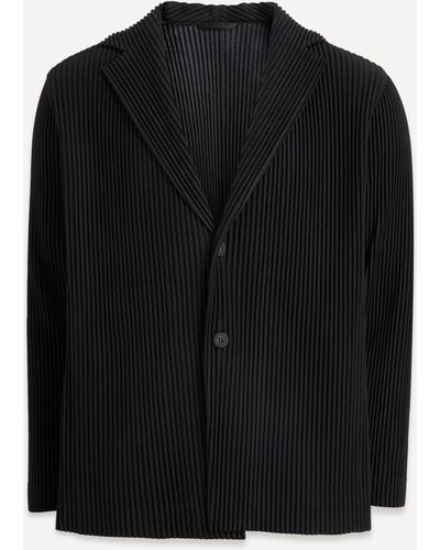 Homme Plissé Issey Miyake Mens Core Pleated Long Blazer 4 - Black