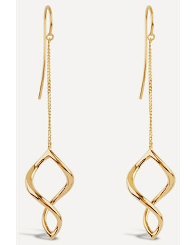 Dinny Hall Gold Plated Vermeil Silver Twist Small Chain Drop Earrings - White