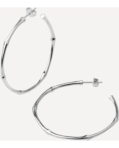 Dinny Hall Silver Large Bamboo Hoop Earrings - Natural
