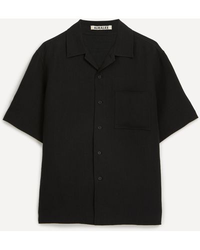 AURALEE Mens Double Cloth Linen Hand-sewn Shirt 17 - Black