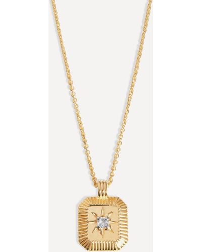 Missoma 18ct Gold-plated Vermeil Silver Engravable April Birthstone Star Ridge Pendant Necklace - Metallic
