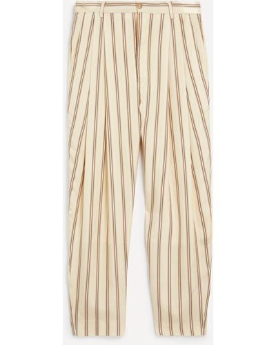 King & Tuckfield Mens Tapered Pleat Trousers 34 - Natural