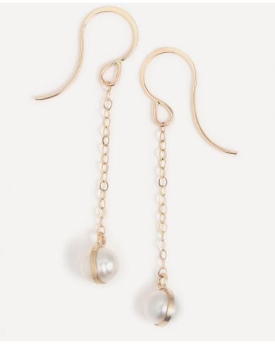 Melissa Joy Manning 14ct Gold Pearl Chain Drop Earrings - Natural