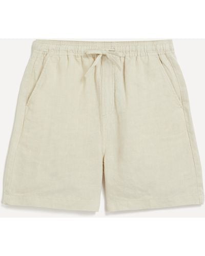 Percival Mens Linen Drawstring Shorts 30 - Natural