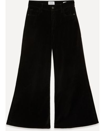 PAIGE Women's Le Palazzo Crop Velveteen Trousers 31 - Black