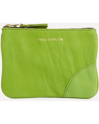 Comme des Garçons Mens Washed Leather Wallet One Size - Green