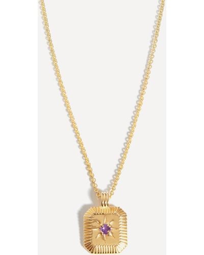 Missoma 18ct Gold-plated Vermeil Silver Engravable February Birthstone Star Ridge Pendant Necklace - Metallic