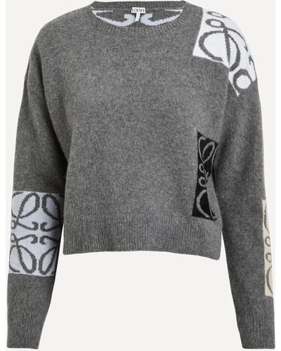 Loewe Wool-blend Anagram Sweater - Grey