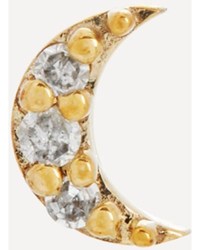 Otiumberg 9ct Gold Diamond Moon Single Stud Earring One - White
