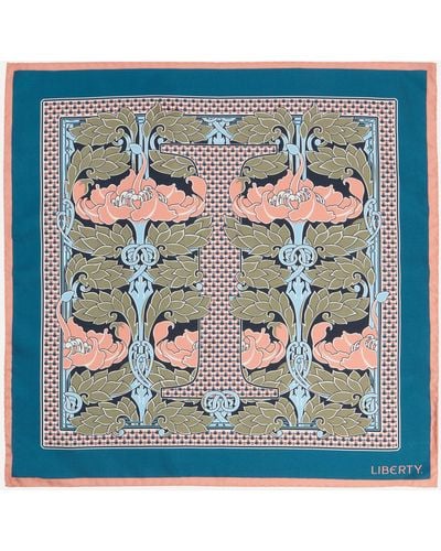 Liberty Women's Alphabet Pewter Poppy I 45x45 Silk Scarf One Size - Blue