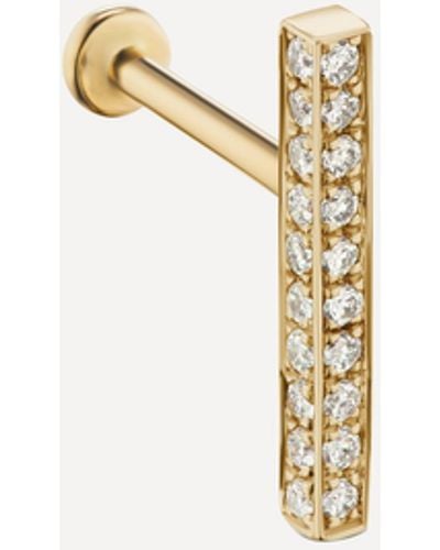 Maria Tash 18ct 11mm Square Diamond Pavé Bar Single Threaded Stud Earring - Metallic