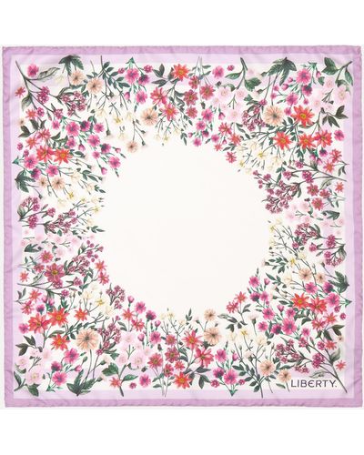 Liberty Women's Annie Floral 45x45 Silk Scarf One Size - Pink