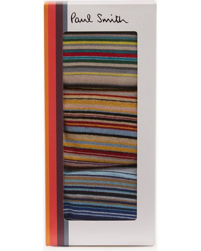 Paul Smith Signature Stripe Socks Pack Of Three - Multicolour