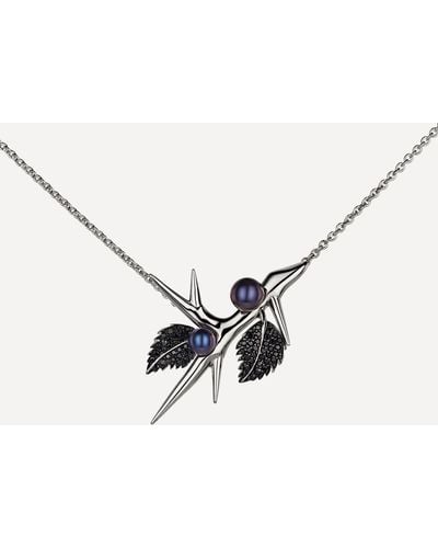 Shaun Leane Sterling Silver Blackthorn Double Leaf And Pearl Pendant Necklace - Natural