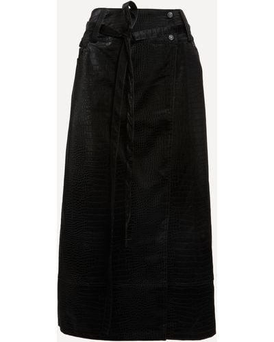 House Of Sunny Women's Low Rider Denim Wrap Midi-skirt 14 - Black