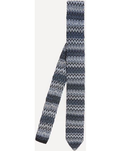 Missoni Mens Tonal Zig Zag Knit Tie One Size - Blue