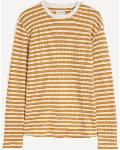Oliver Spencer Mens Waffle Striped T-shirt - Natural