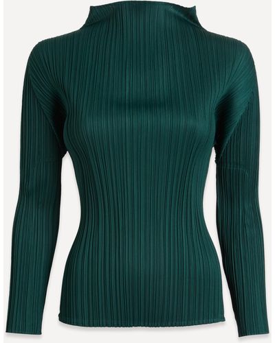 Pleats Please Issey Miyake Women's Monthly Colours November Pleated Top 4 - Green