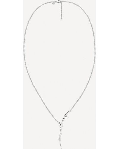 Shaun Leane Silver Rose Thorn Drop Pendant Necklace - White